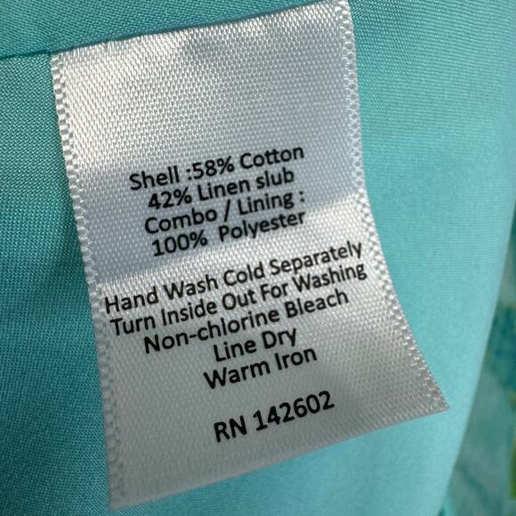 Sail to Sable Flower Basketweave Flit & Flare Mini Dress Linen Blend Blue Sz 6 - Picture 12 of 16